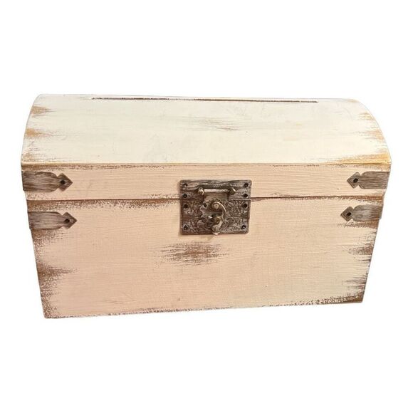 No Brand Other - Vintage Decorative antique white Wooden Chest Card Box